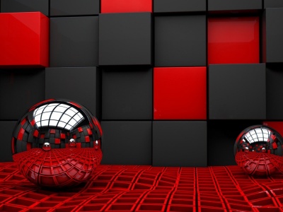 3d Glass Ball And Cubes