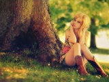 Boots Blondes Women Nature Jeans Trees