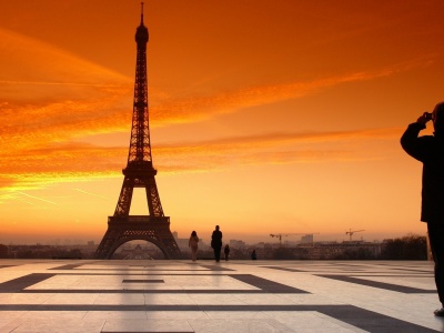 France Paris Evening Sunset People Sky Square Eiffel Tower City Landscape