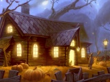 Halloween House Cat Pumpkin Witch