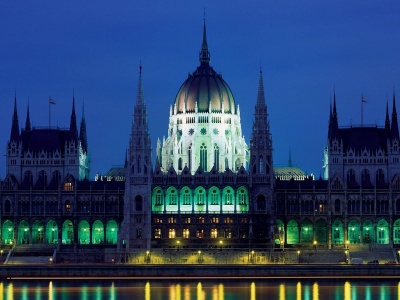 Hungary Budapest Parliament Night View