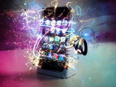 iPhone 4g With Shining Multi Color Background 3D Gaming Hd