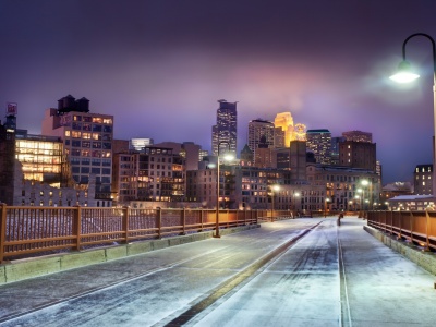 Minnesota Horizon United States Snow Winter Bridge City Landscape