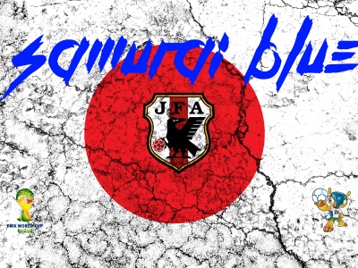 Samurai Blue Japan Football Crest Logo Wallpaper