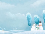 Snowmen Three Friends Smile Blizzard