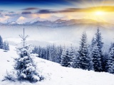 Sunlight Shines In Snowy Mountains