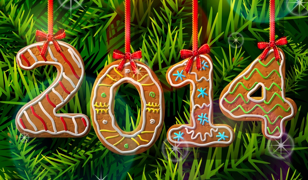 2014 New Year Gingerbread Cookies 3D