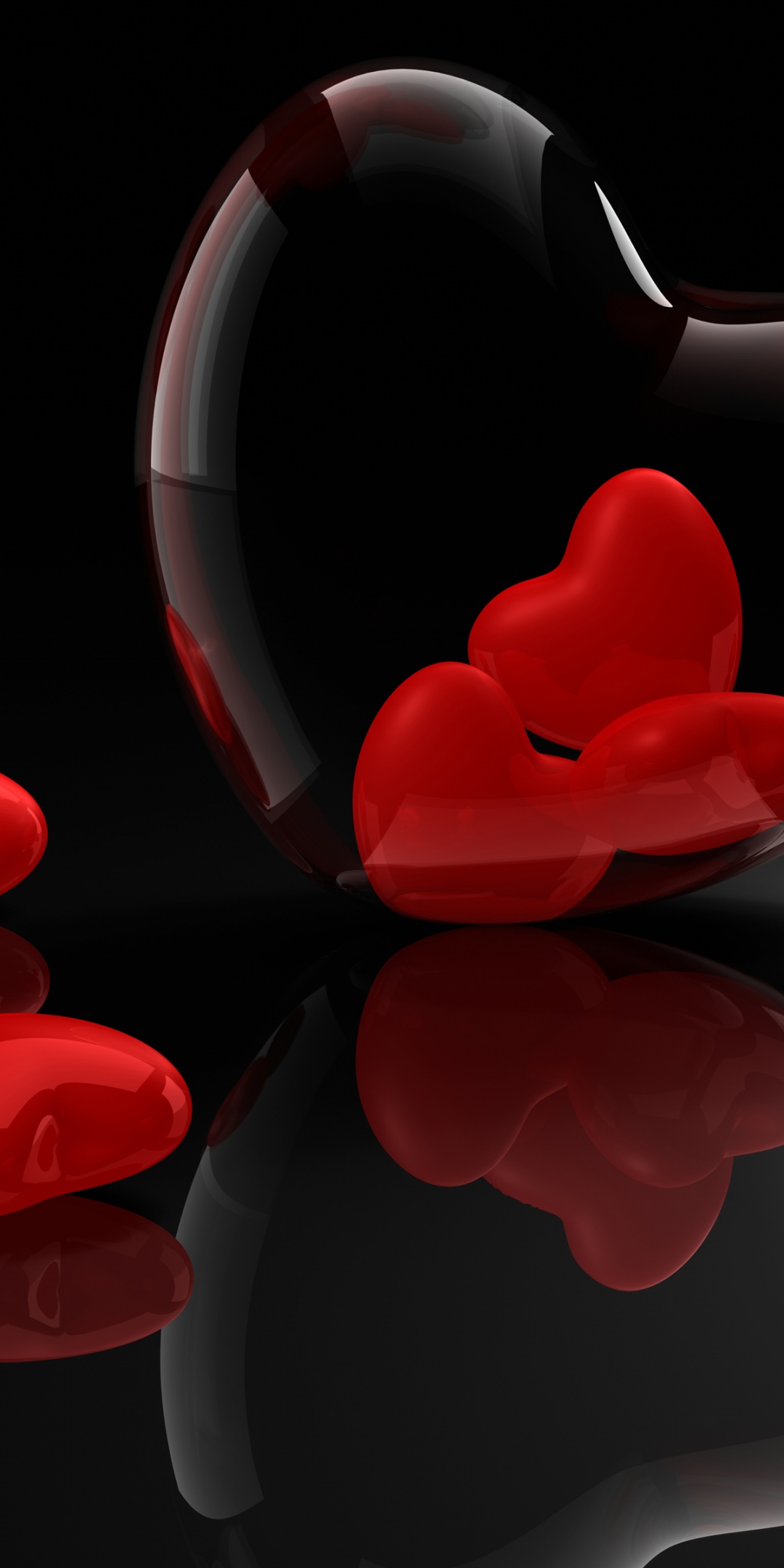 3D Hearts Reflection Valentines Day