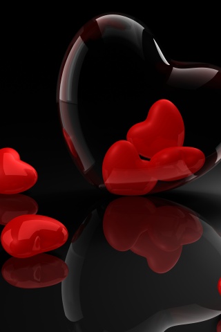 3D Hearts Reflection Valentines Day