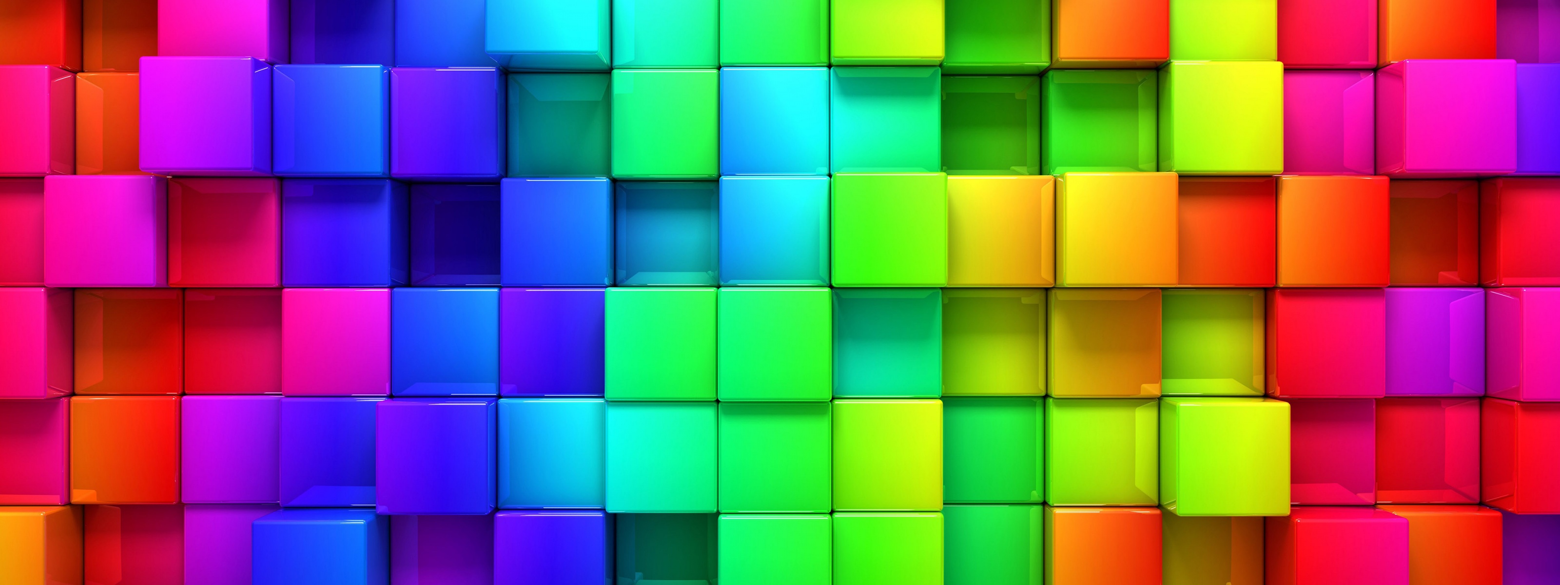 3D Rendering Cubes Colored