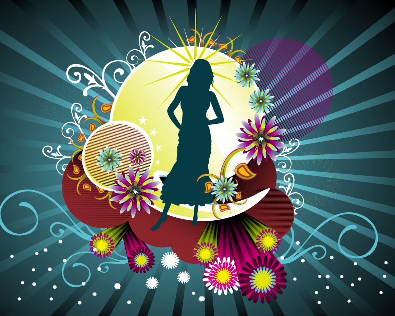 Abstract Colorful Girl Vector Shape