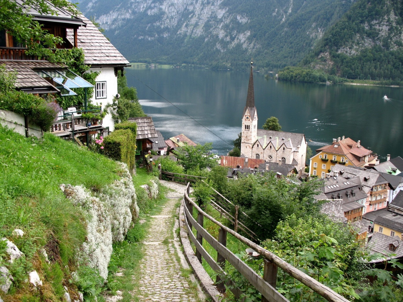 Austria Hallstatt River Homes