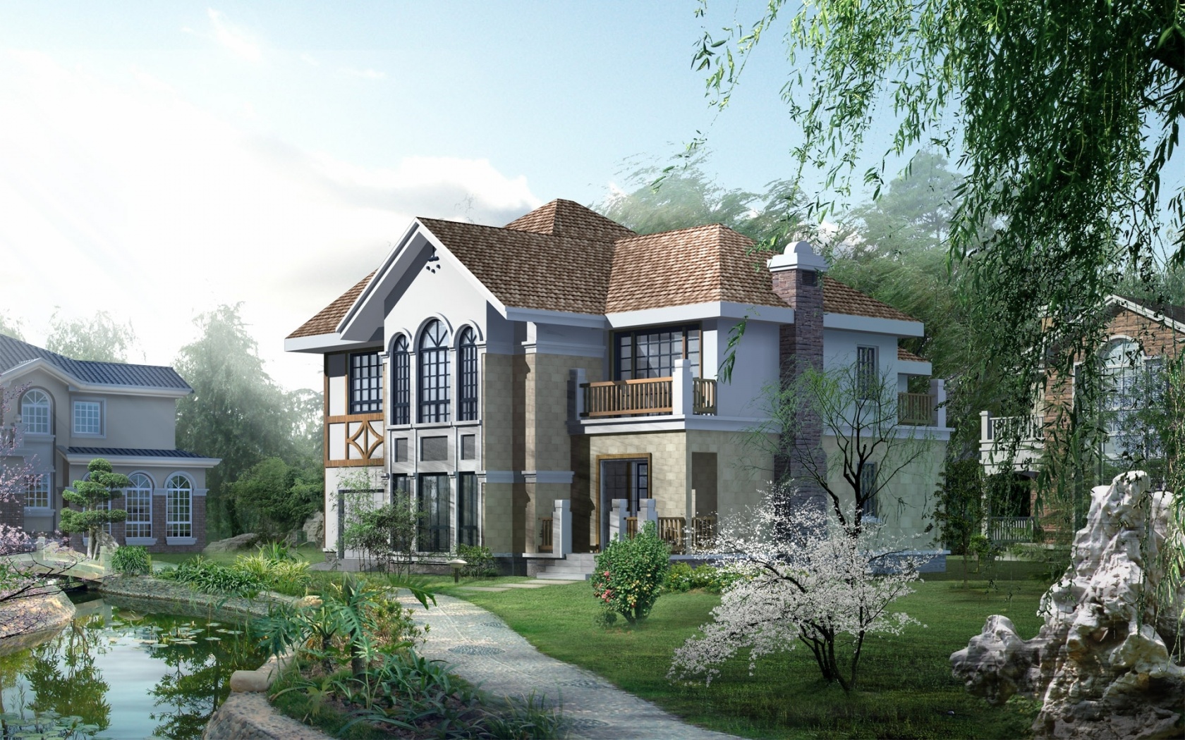 Beautiful House D Rendered Model