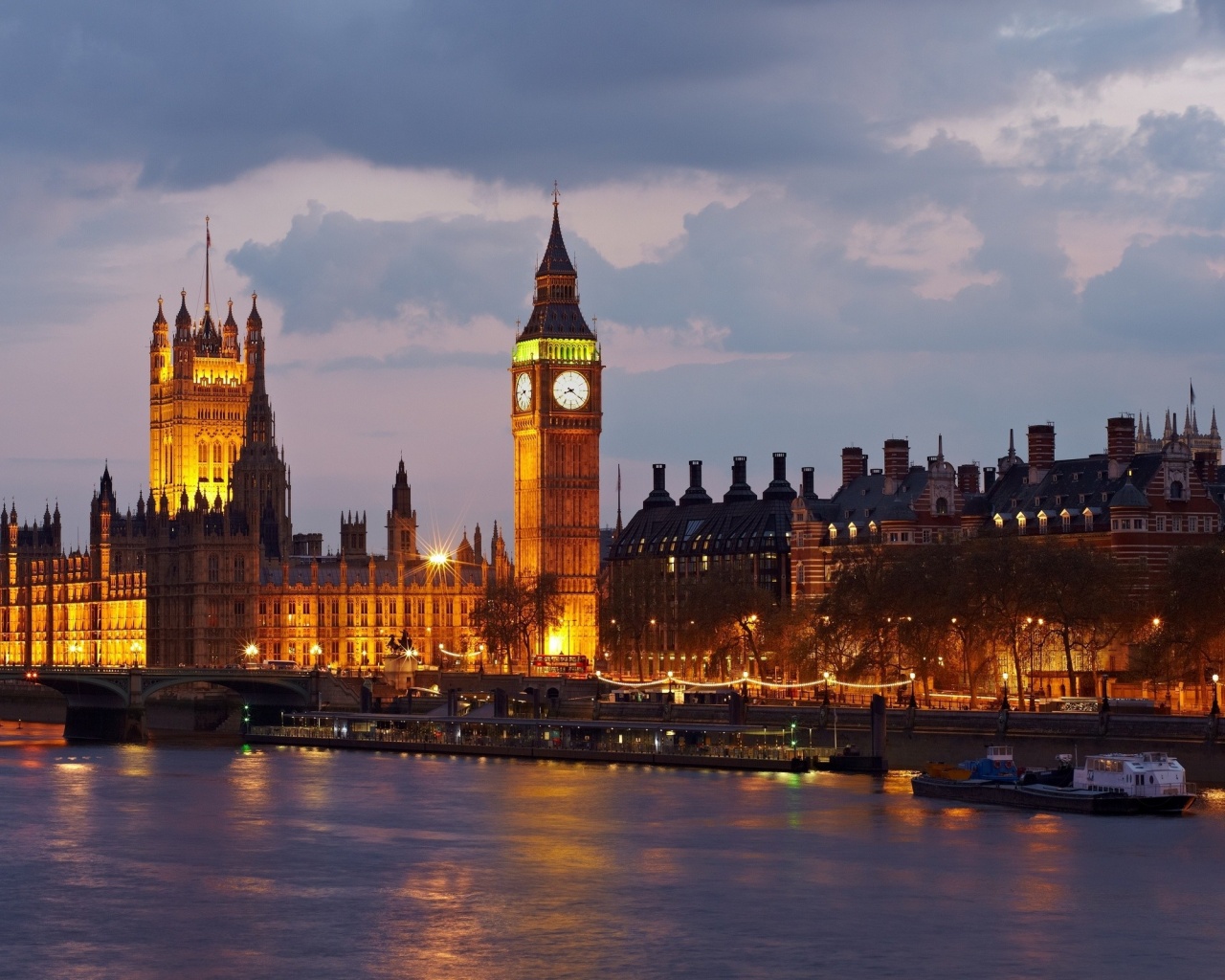 Big Ben Great Britain England London Westminster Palace River Thames City Evening