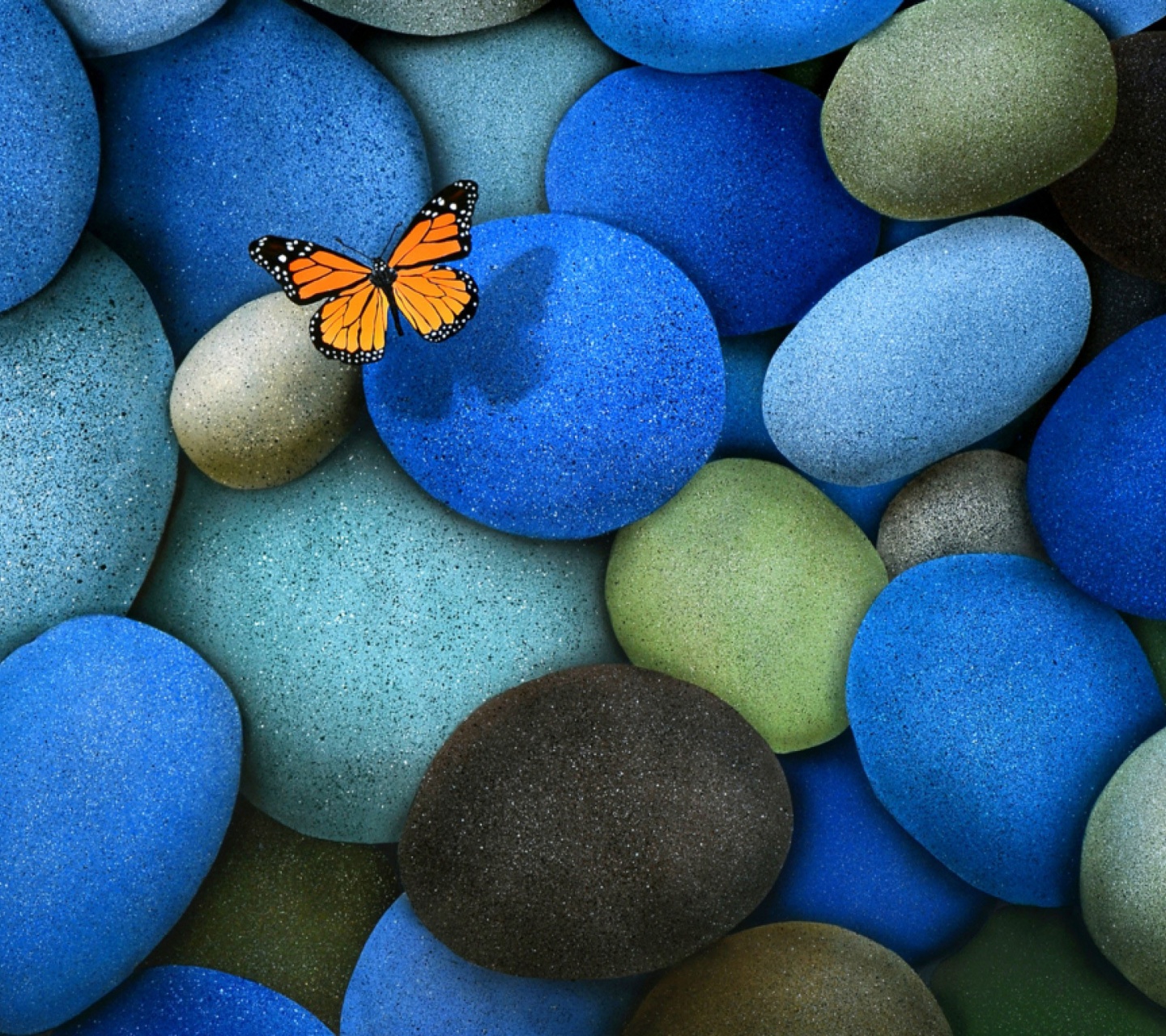 Blue Stones And Butterfly