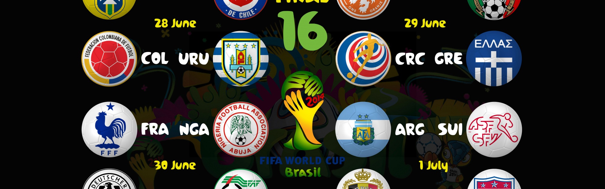 Brazil 2014 WC Round Of 16 Bracket
