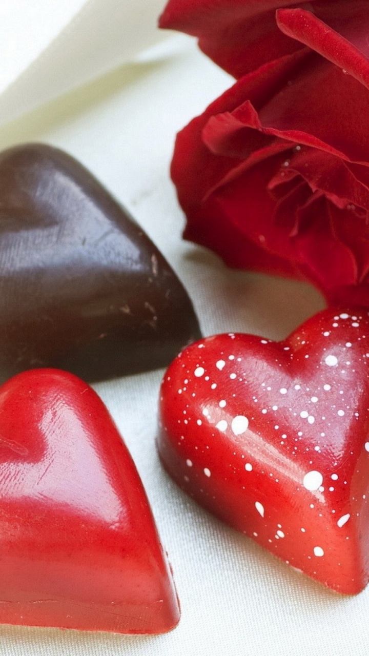 Chocolate Hearts And Rose