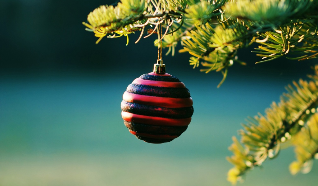 Christmas Balls On Pine Tree