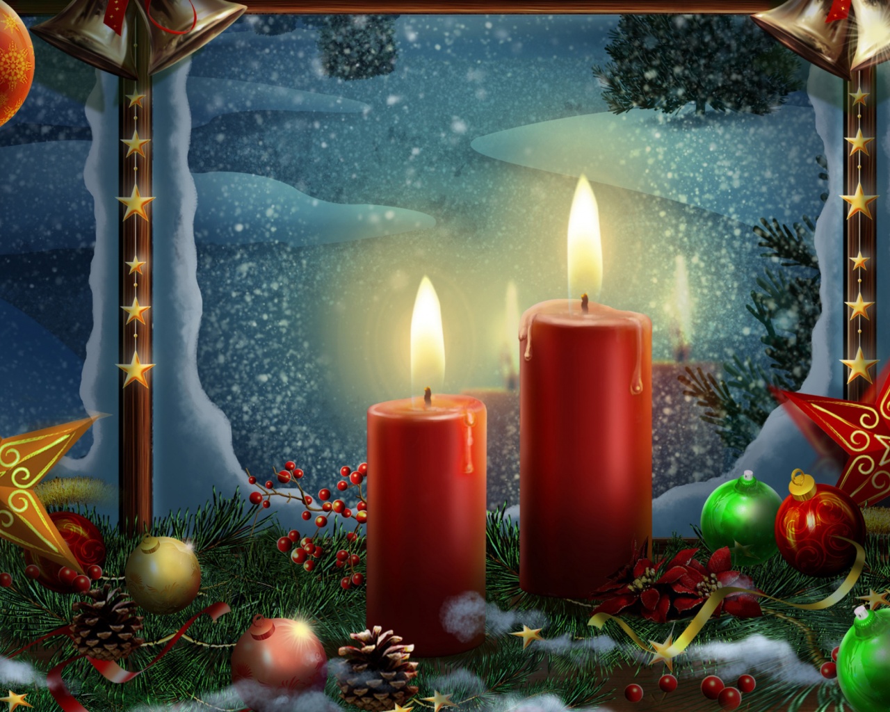 Christmas Candles And Ornaments
