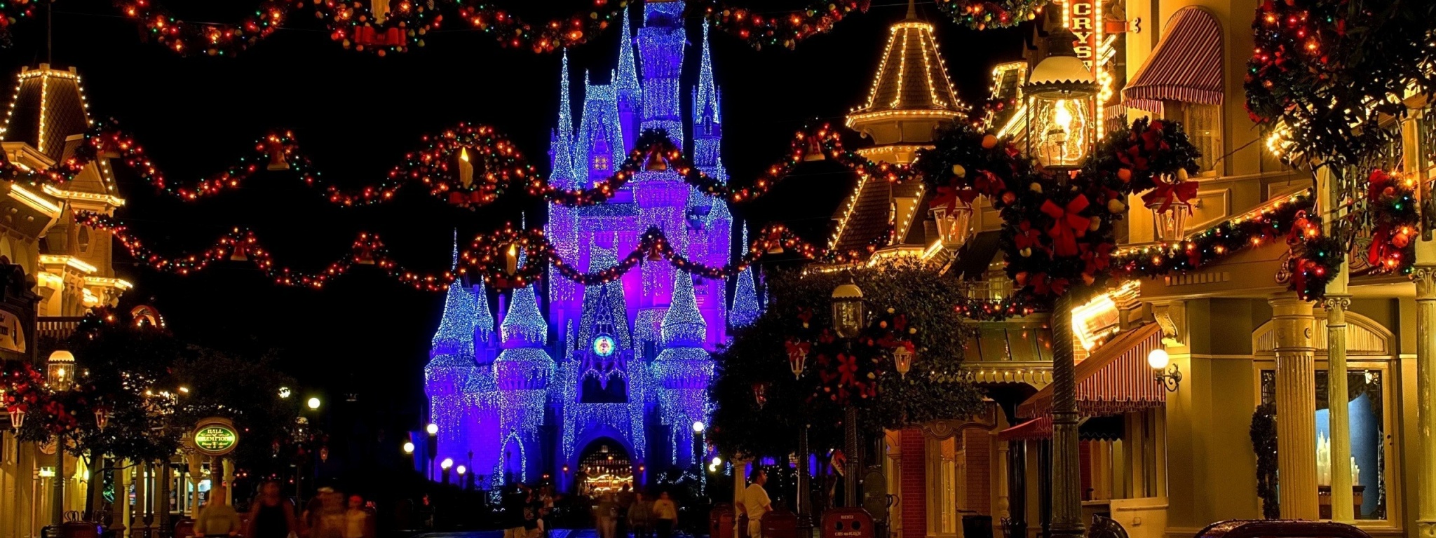 Christmas Castle Disneyland Cinderella Castle Florida Usa
