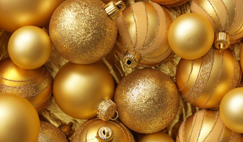 Christmas New Year Balls Gold Color