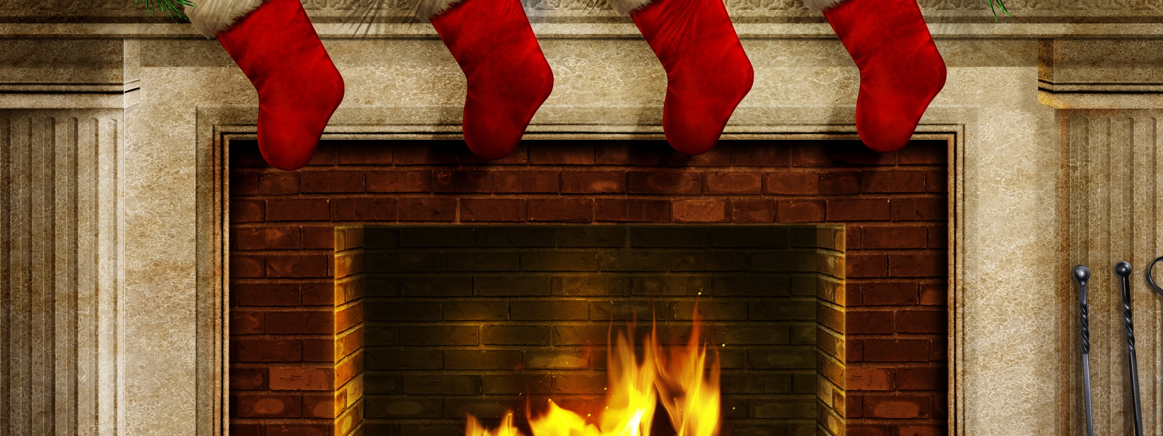 Christmas Stockings And Fireplace