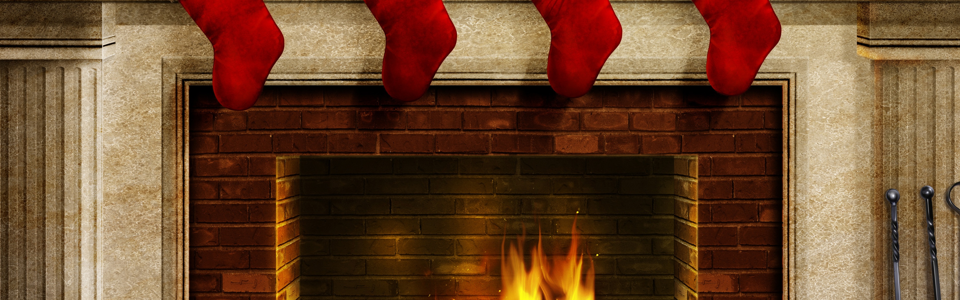 Christmas Stockings And Fireplace