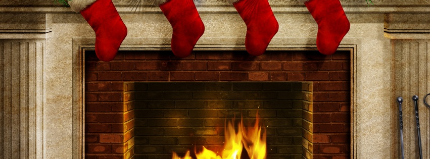 Christmas Stockings And Fireplace