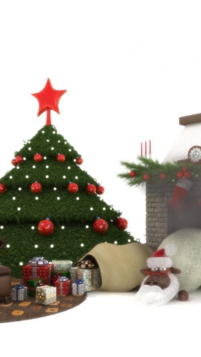 Christmas Tree Star Fire Gifts Sheep
