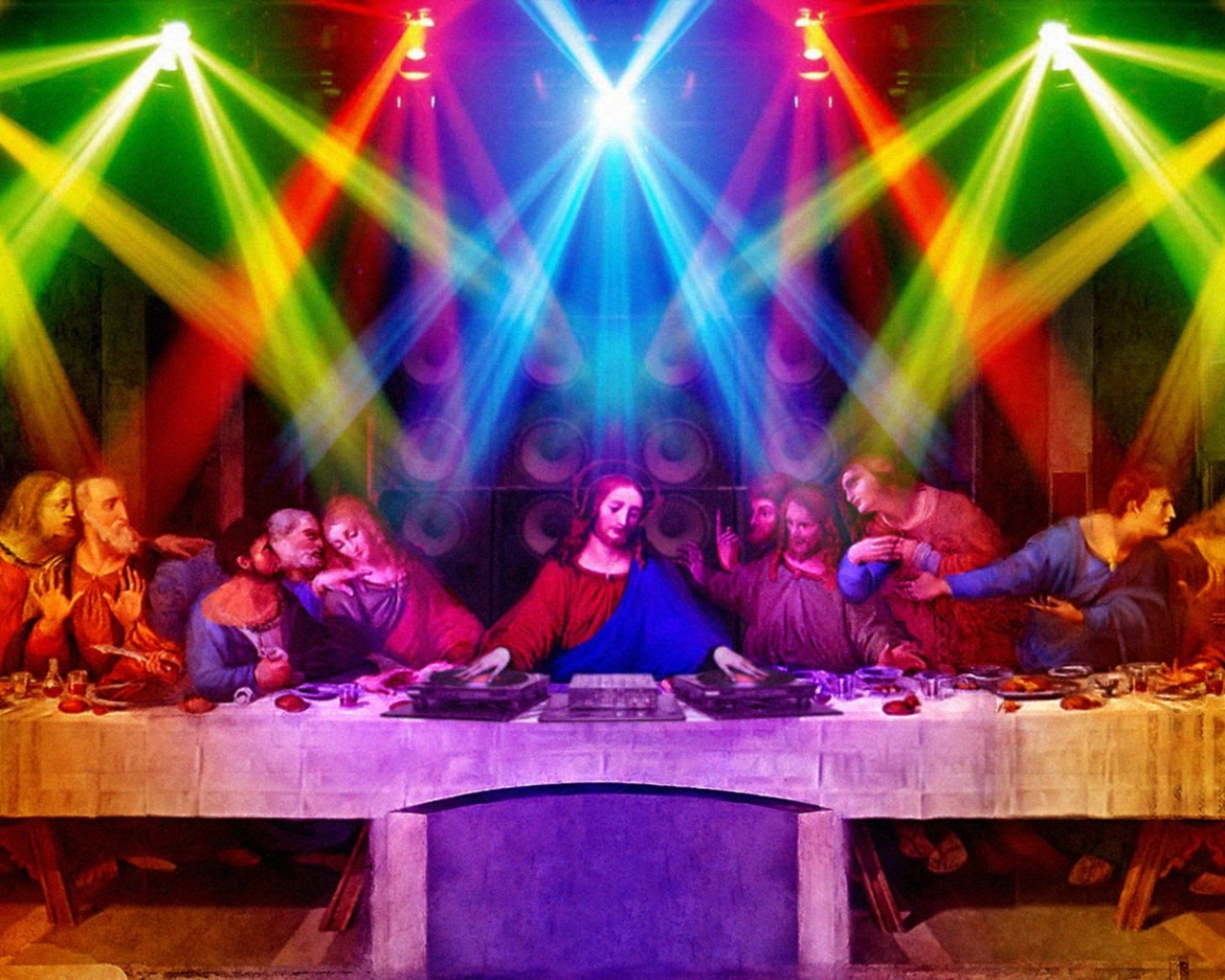 Colorful Funny Djs Last Rainbows Jesus Christ Scenes Sacreligious