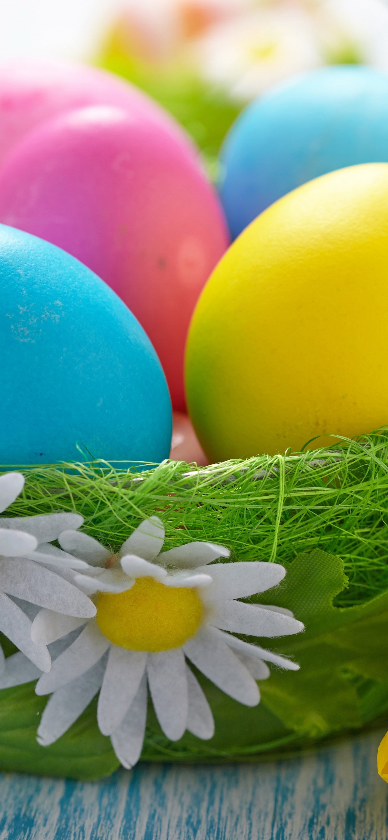 Easter Eggs In A Green Basket