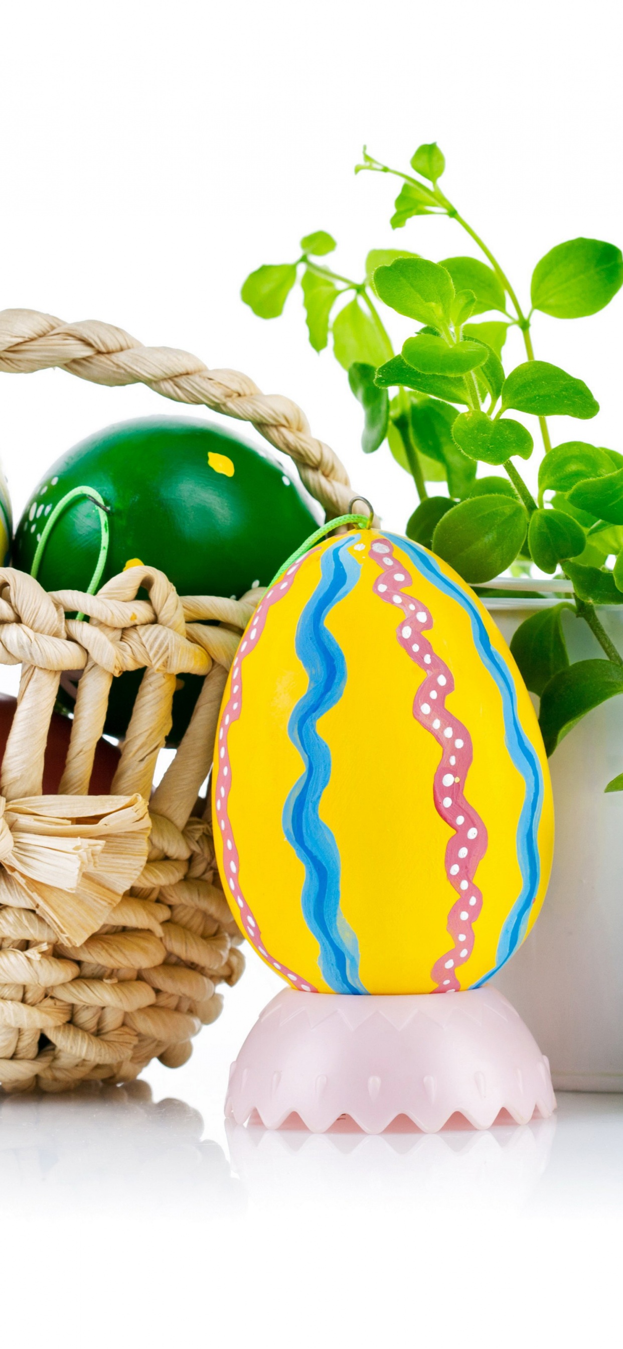 Easter Wicker Basket Eggs Plant