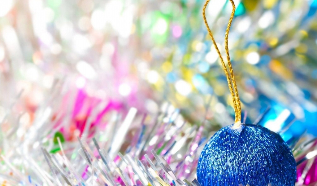 Festive New Year Decorations Tinsel Close Up