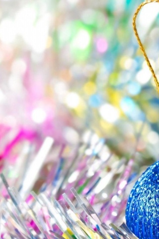 Festive New Year Decorations Tinsel Close Up