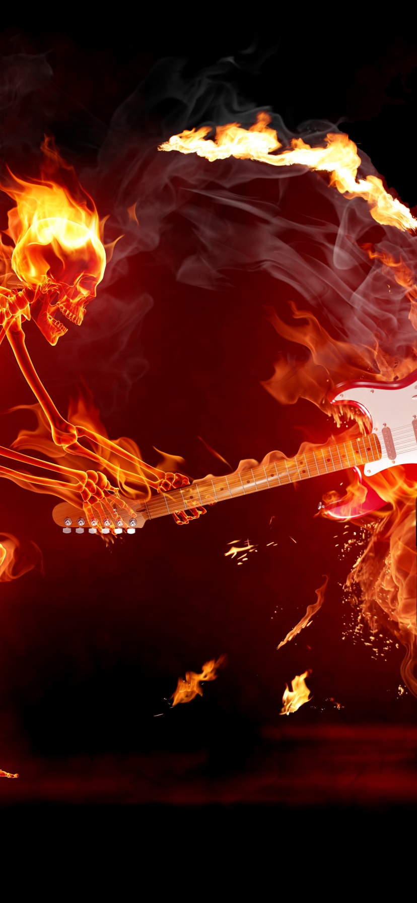 Fire Skeleton With A Guitar