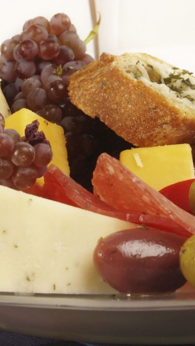 Food Cheese Bread Grapes Olives