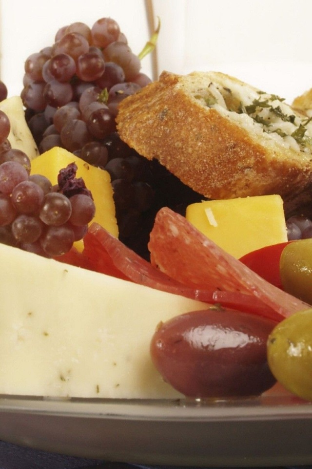 Food Cheese Bread Grapes Olives