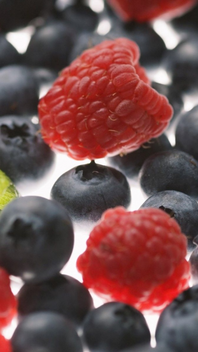 Fruits Food Raspberries Blueberries