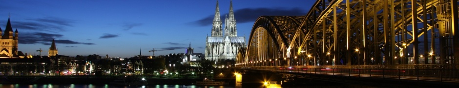 Germany Koln Cologne Germany Evening Buildings Lighting Bridge River Rhine The Reflection