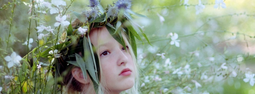 Girl Face Blonde Hair Crown Grass