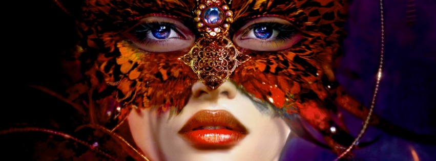 Girl Face Mask Masquerade Blue Eyed