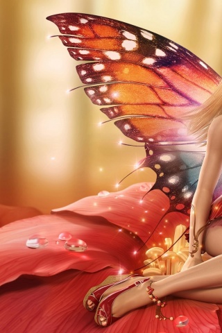 Girl Wings Flower Butterfly