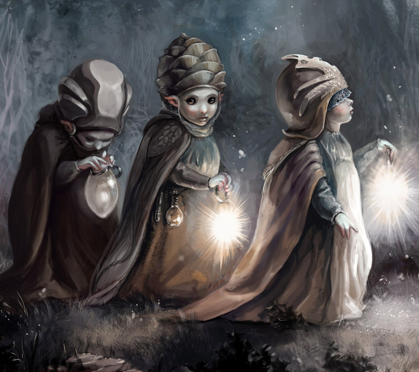 Gnomes Lanterns Way Night