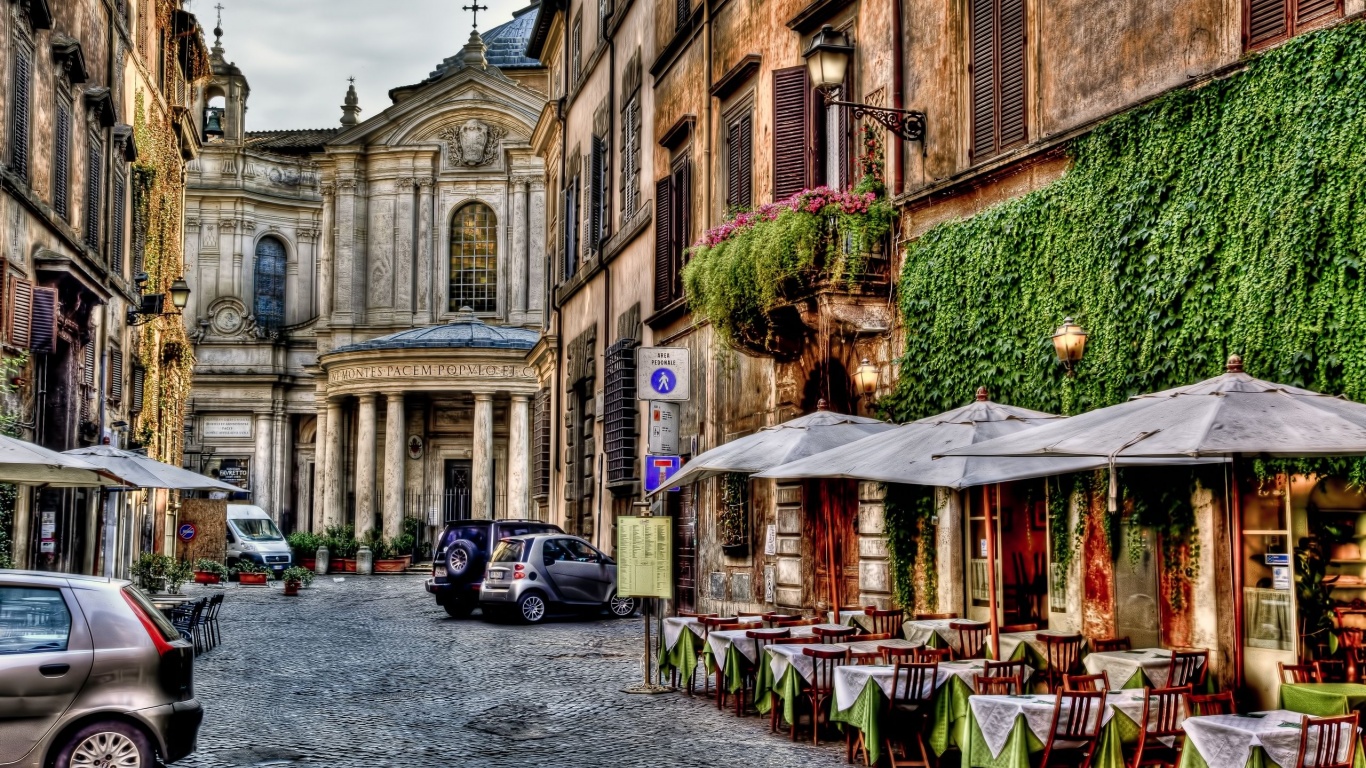 Good Morningrome Alley Architecture Beautiful Buildings Cafe City Colorful Flowers Houses Italy Morning Nature Old Peaceful Roma Sky Street