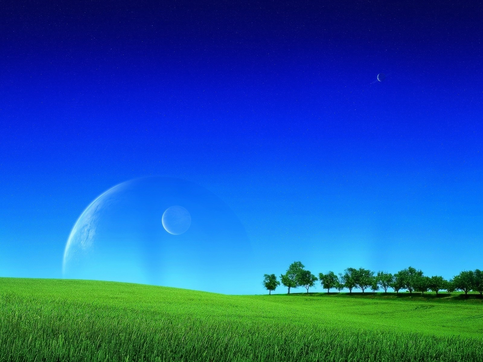 Grass Greens Field Lawn Sky Planets Space