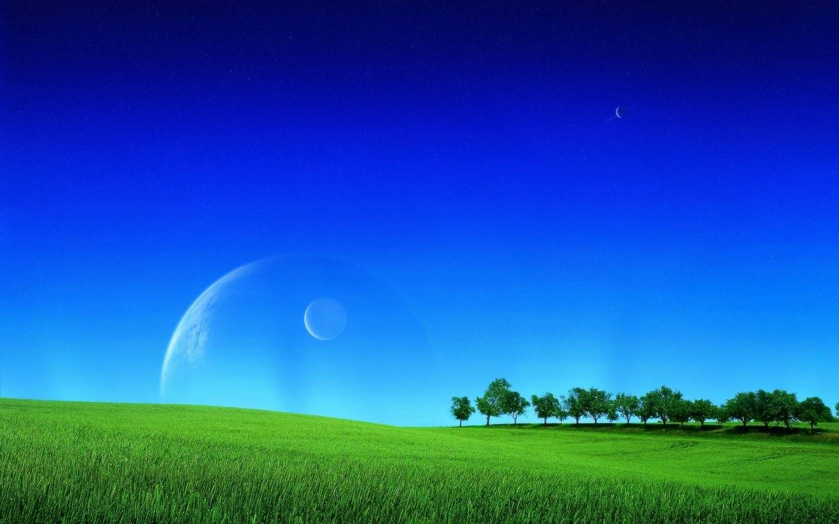 Grass Greens Field Lawn Sky Planets Space