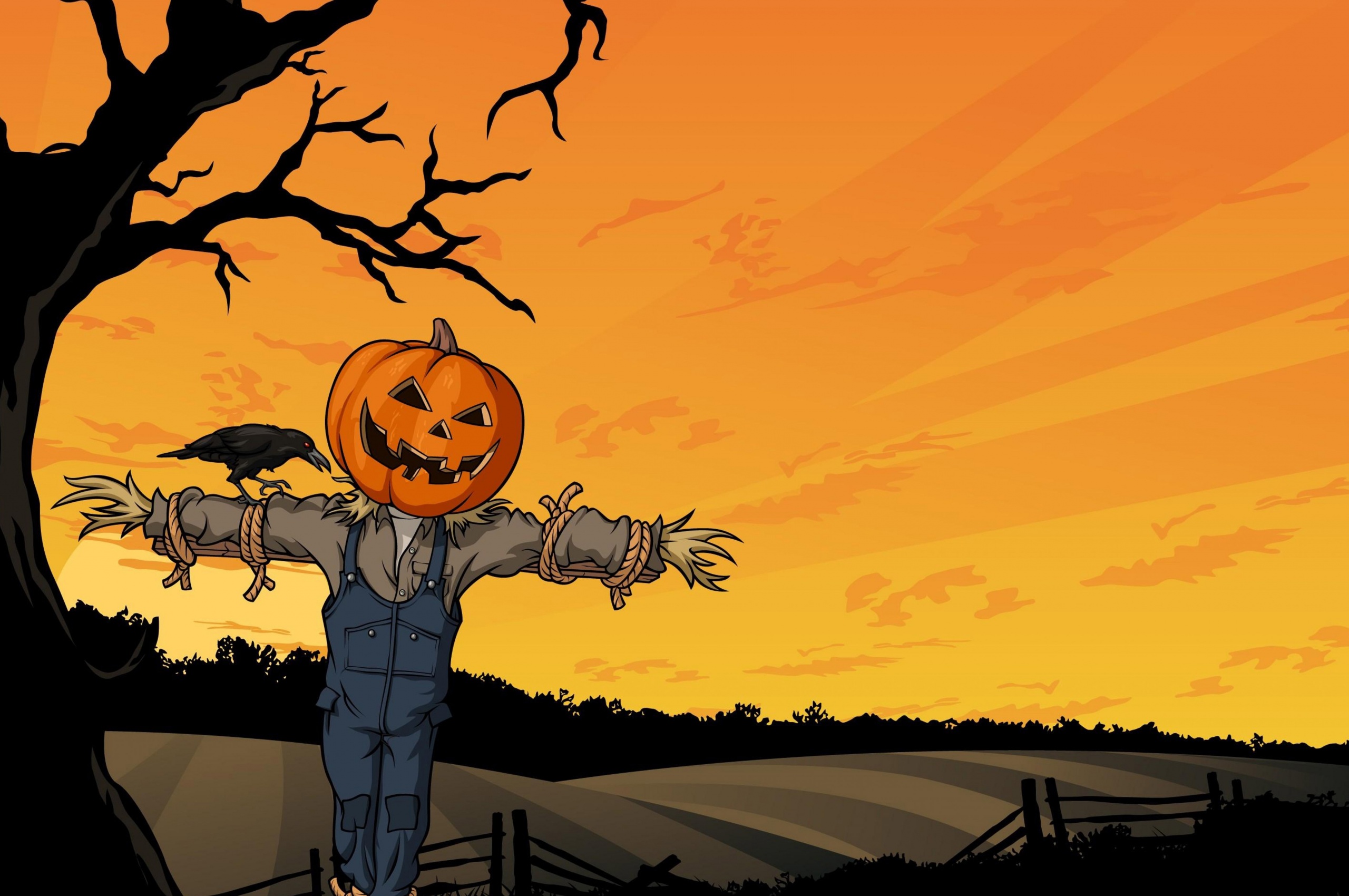 Halloween Scarecrow In The Field