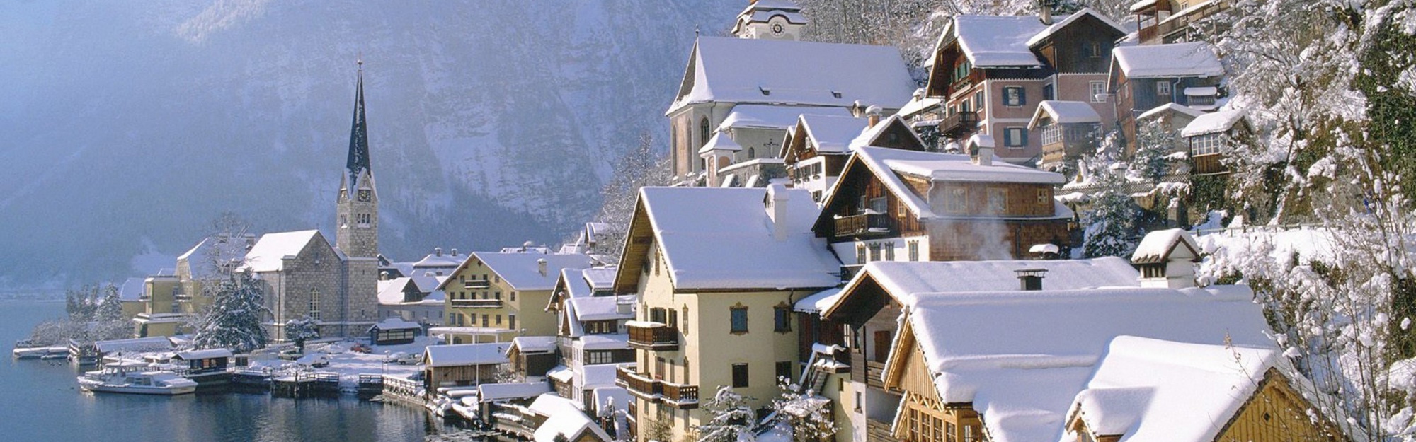 Hallstatt Austria Winter Village Salzkammergut Resort Mountains