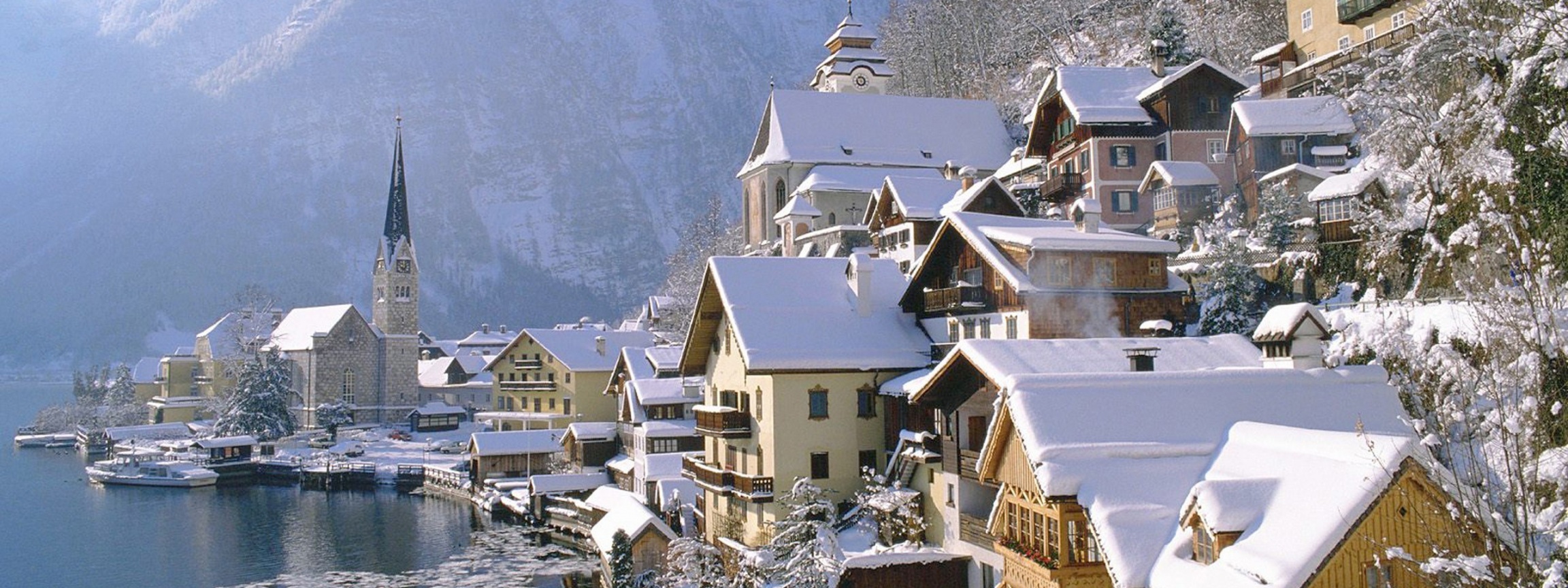 Hallstatt Austria Winter Village Salzkammergut Resort Mountains