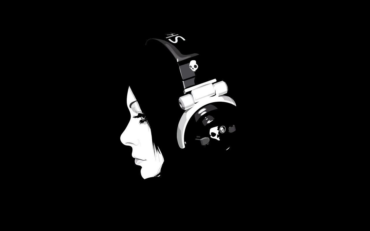 Headphones Girl Black